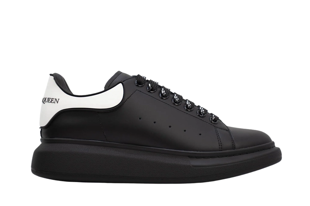 alexander mcqueen show leather platform trainers – black