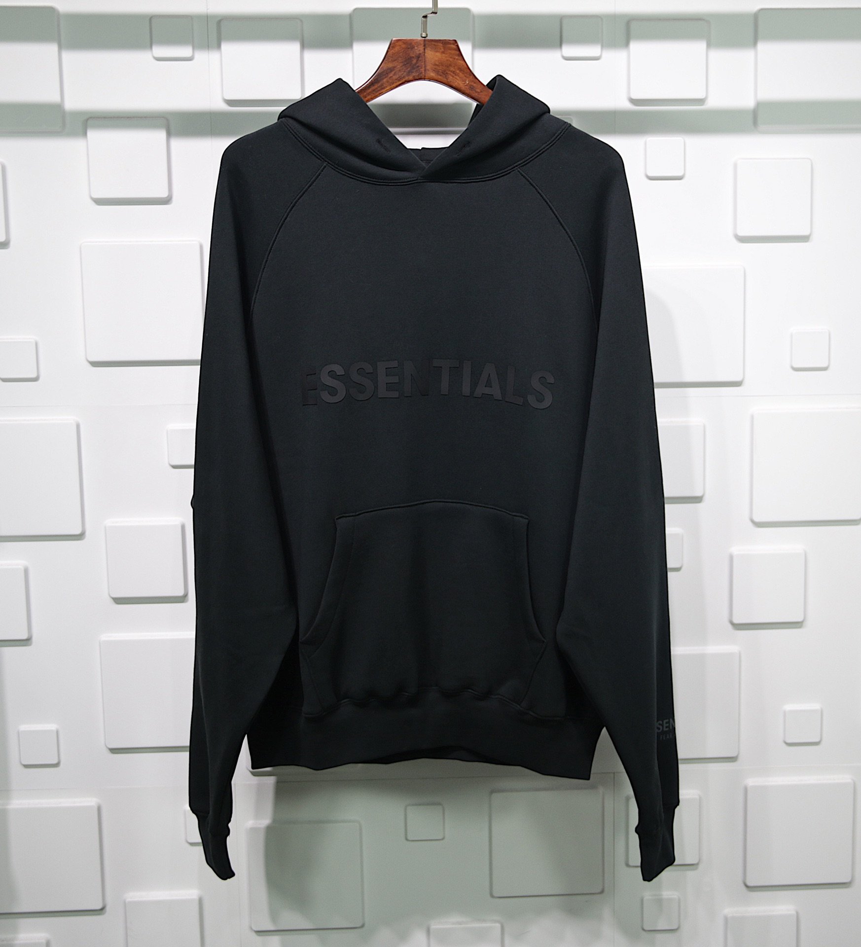 fear of god essentials pullover hoodie applique logo