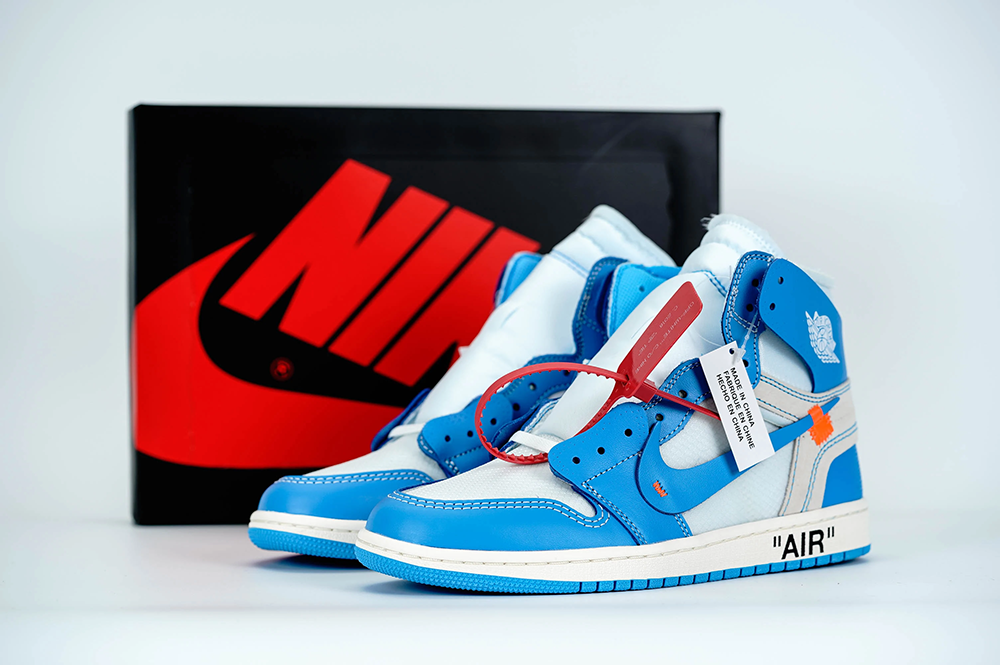 air jordan 1 off-white blue “unc” university blue replica