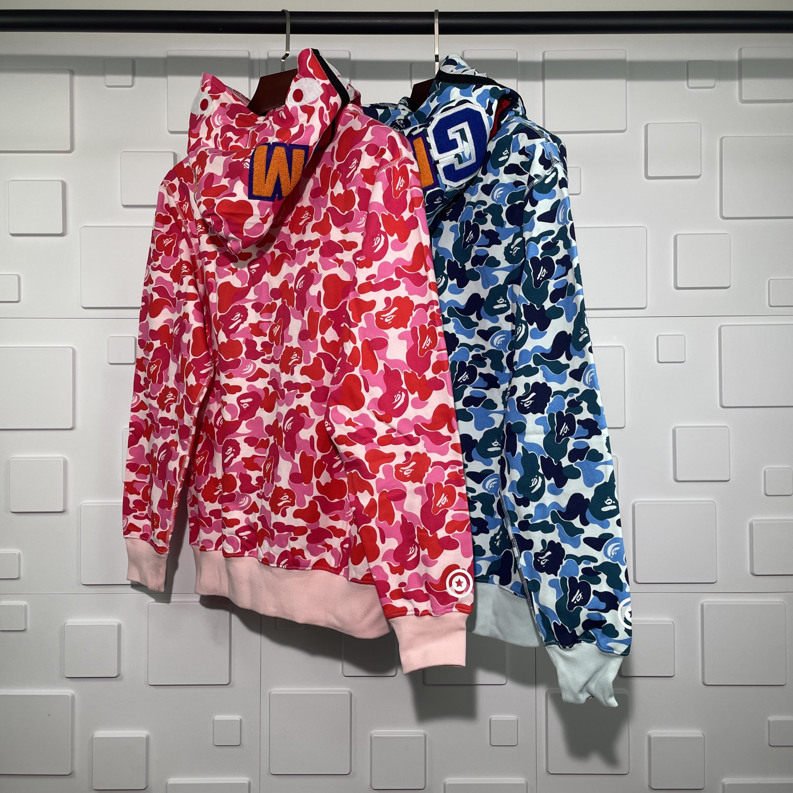 bape abc shark full zip hoodie pink/blue