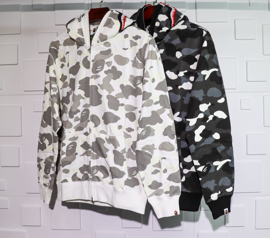 a bathing ape bape shark 1st camo double hoodie