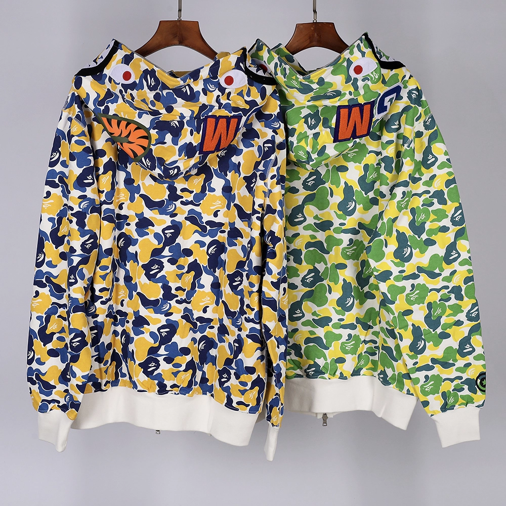 bape shark full zip hoodie (green / yellow）