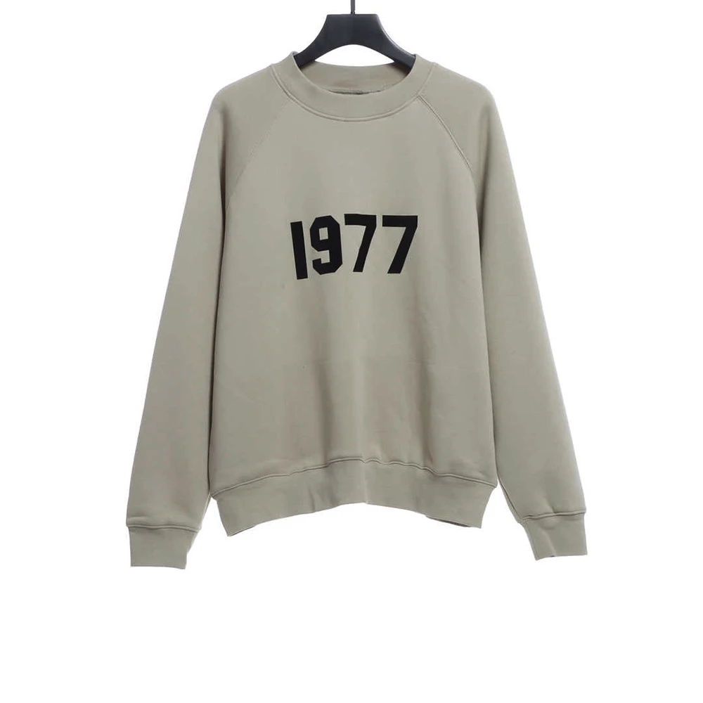 1977 flocking fleece sweatshirt(black /green /grey /beige）