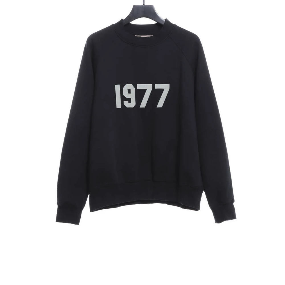 1977 flocking fleece sweatshirt(black /green /grey /beige）