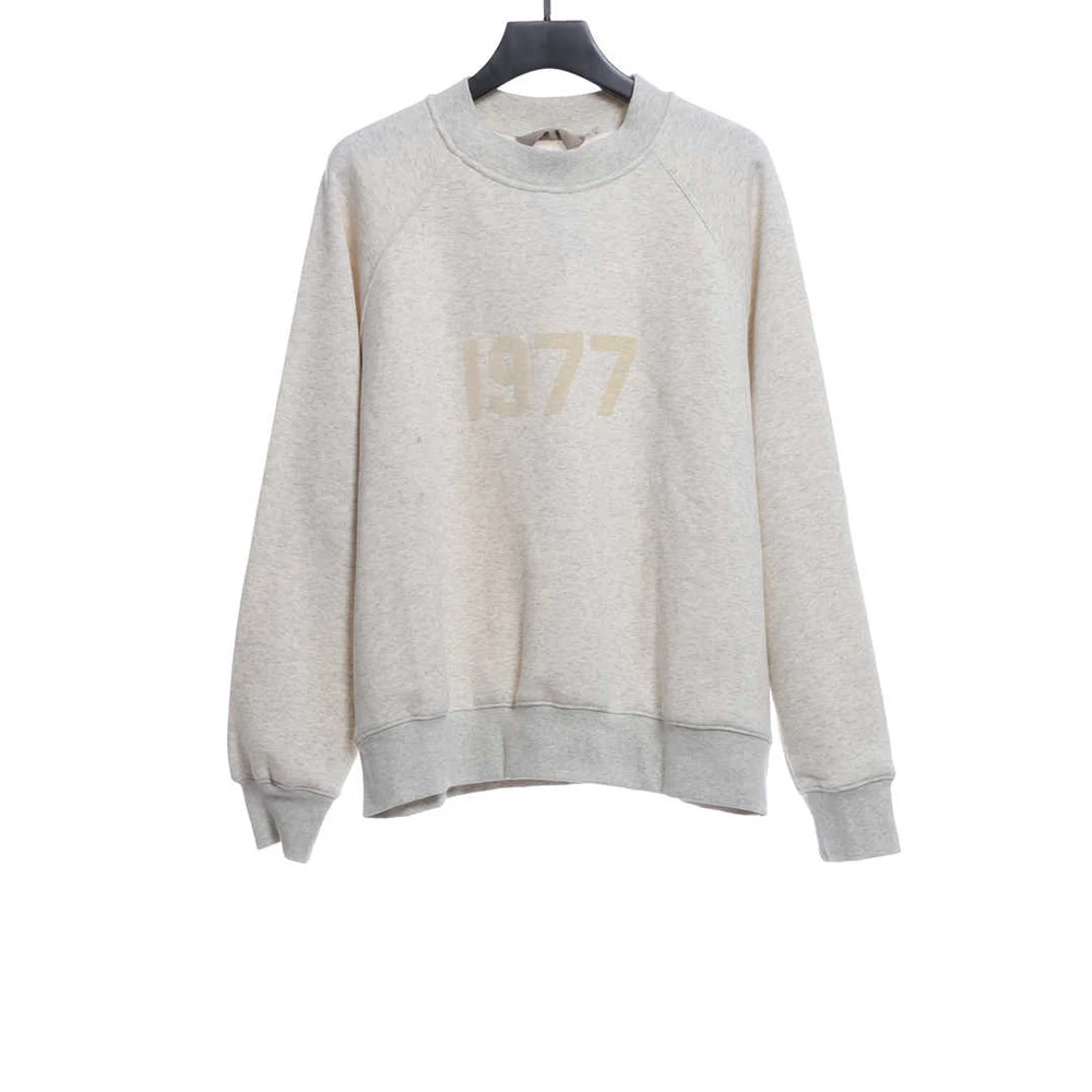 1977 flocking fleece sweatshirt(black /green /grey /beige）