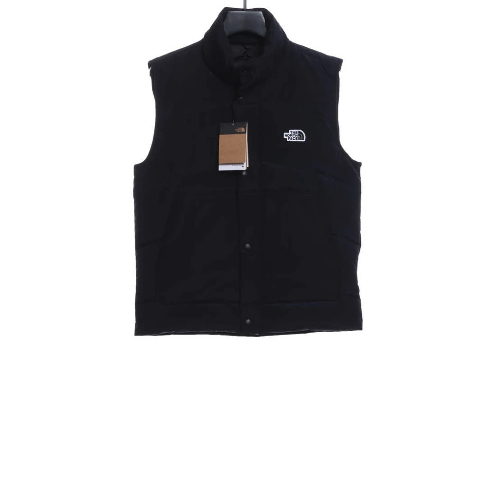 micro-label down vest with patch on the chest(black / grey )