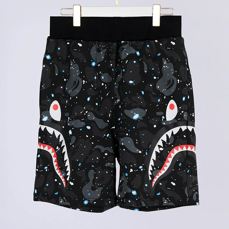 bape color camo shark beach shorts