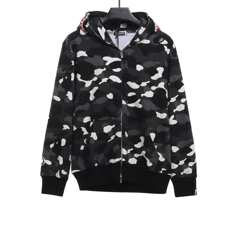 black and white camouflage panel luminous hoodie