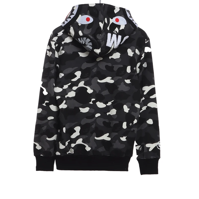 black and white camouflage panel luminous hoodie