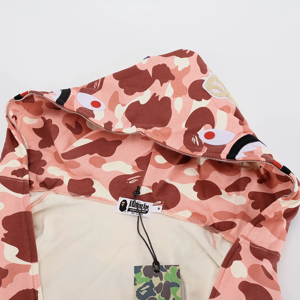 bape color camo shark full zip hoodie light pink