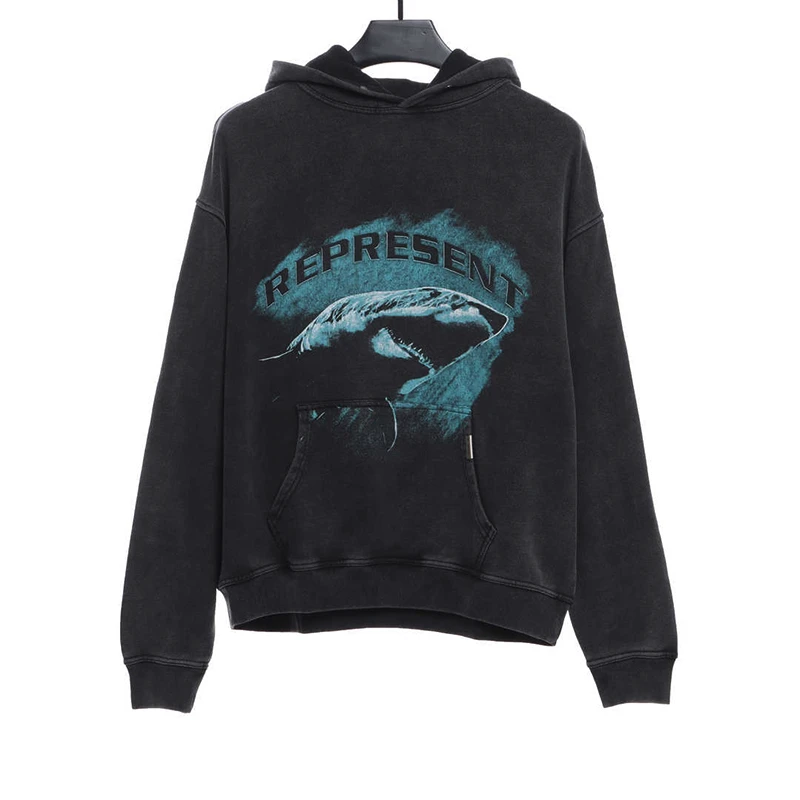 represent blue shark hoodie