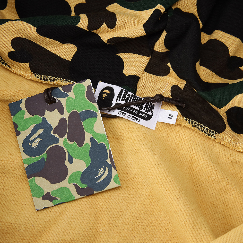 bape sanrio milo hello kitty split face 1st camo full zip hoodie yellow