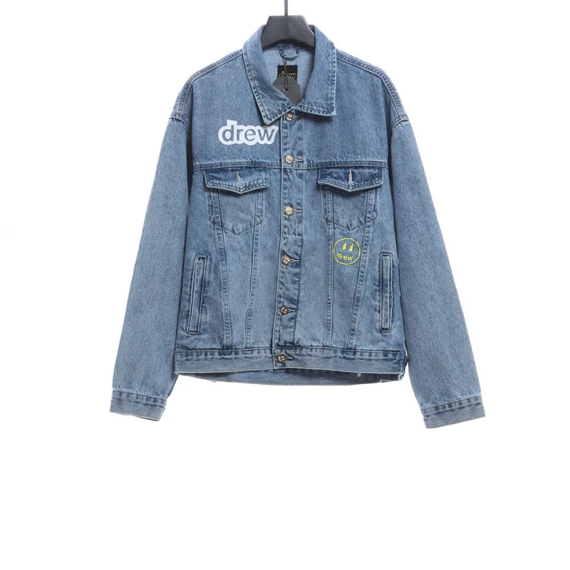 drew smiley distressed denim jacket