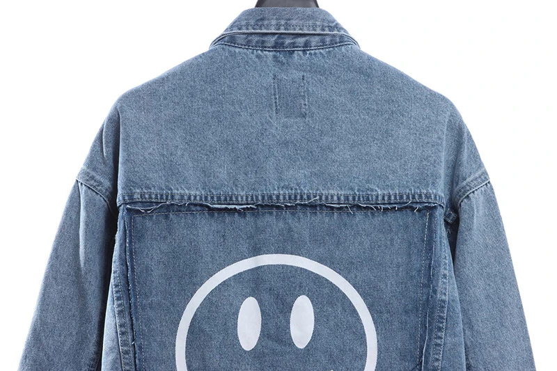 drew smiley distressed denim jacket