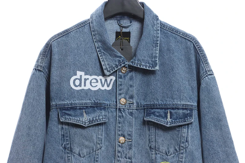 drew smiley distressed denim jacket