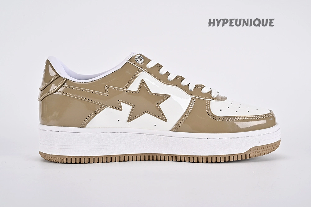 bape sta patent leather white khaki (2023) replica