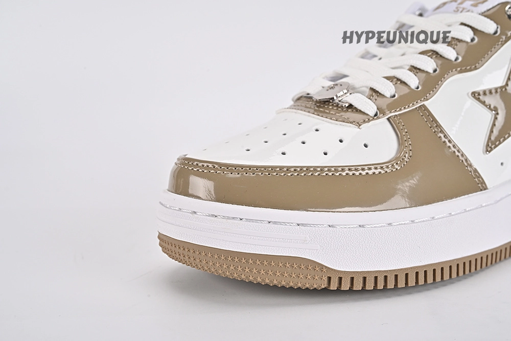 bape sta patent leather white khaki (2023) replica