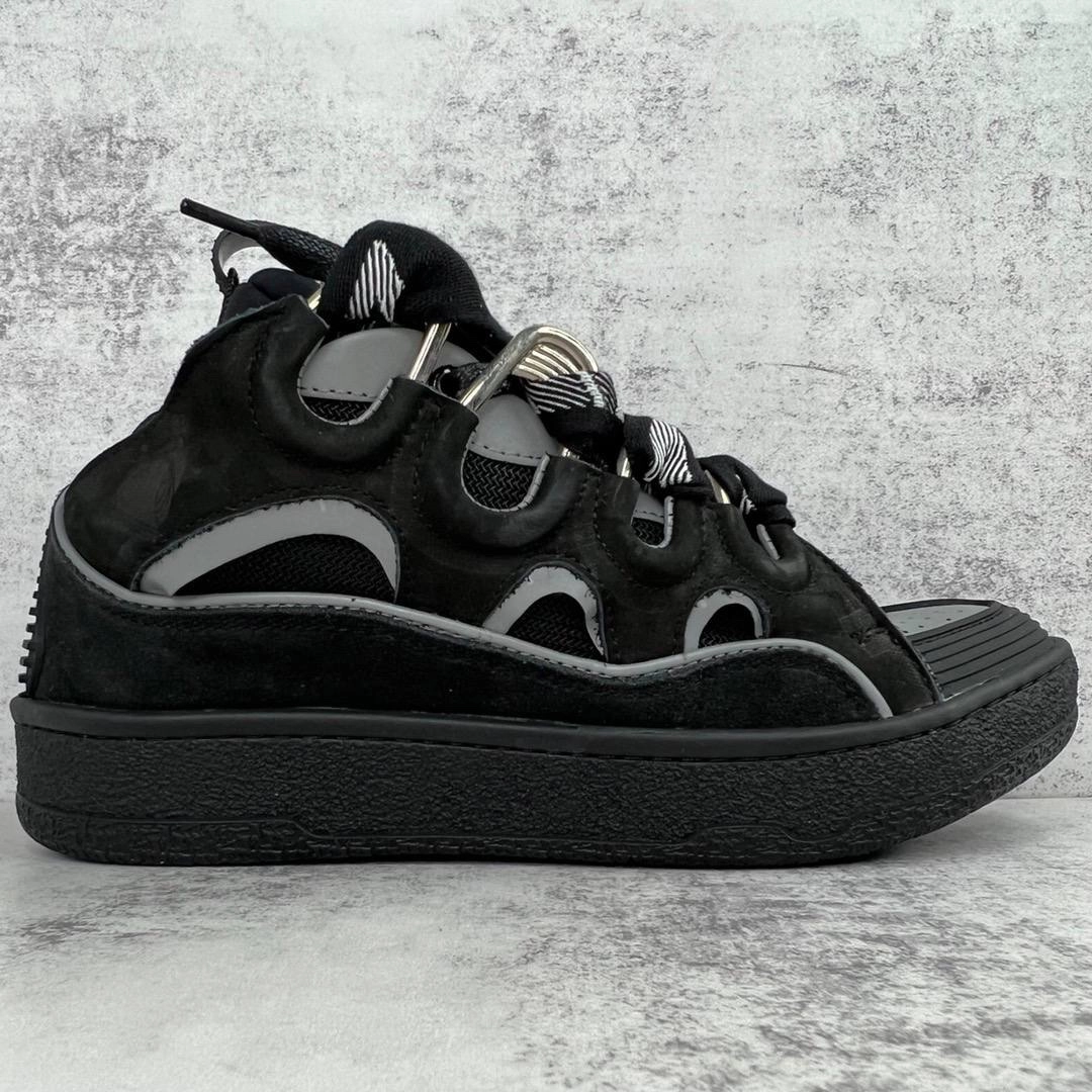 lanvin curb chunky leather sneakers “black”