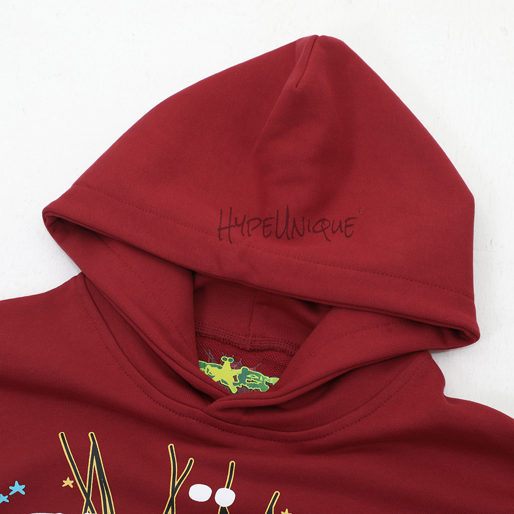 sp5der web logo hoodie ‘maroon’ & hunter green