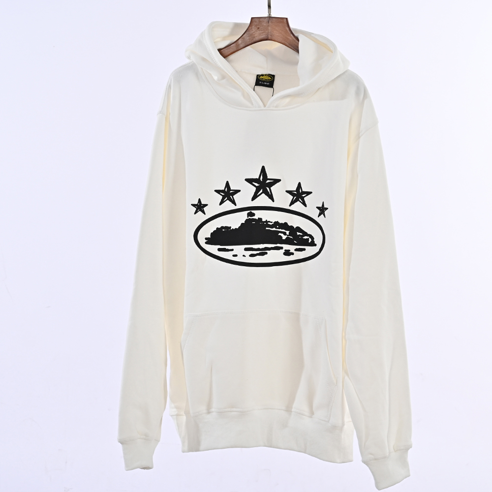 corteiz 5 starz alcatraz hoodie white