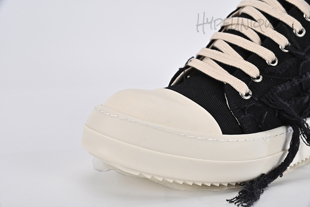 rick owens drkshdw strobe cotton denim slashed low ‘black milk’