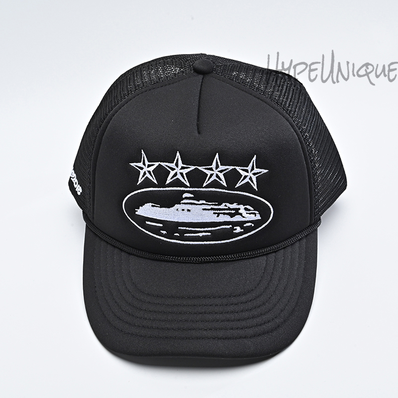 corteiz 5 star trucker hat black