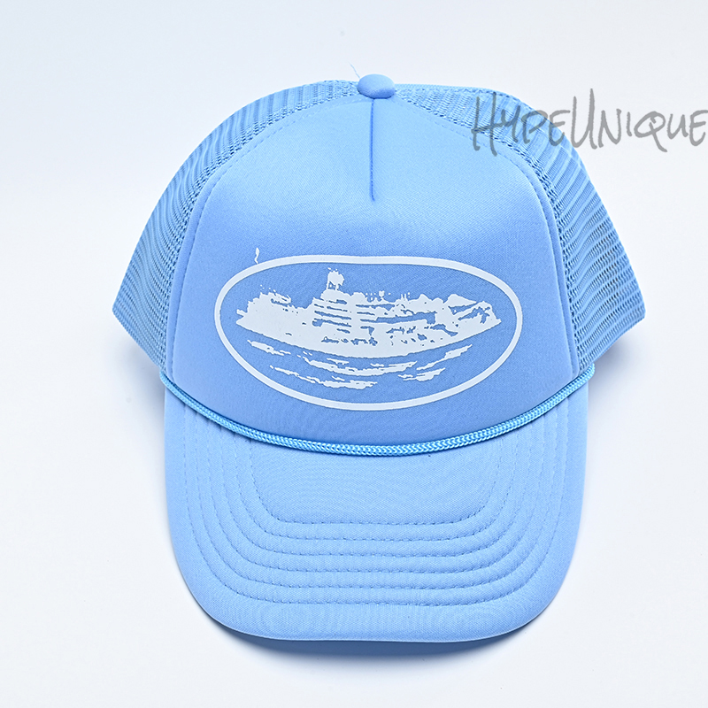 corteiz alcatraz trucker hat baby blue