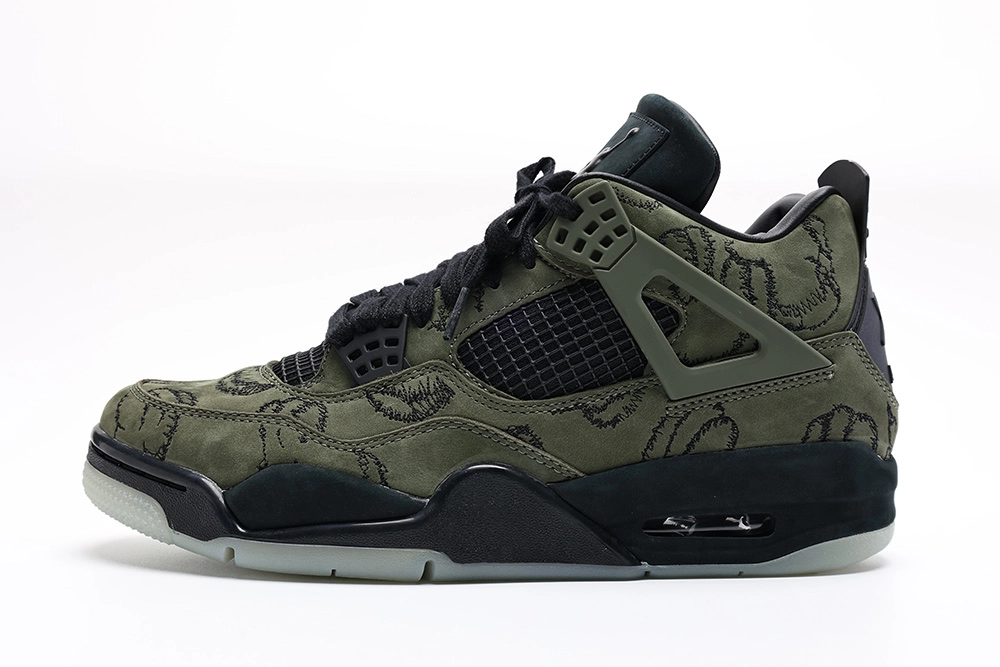 kaws x air jordan 4 retro olive black reps (custom version)