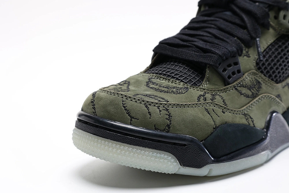 kaws x air jordan 4 retro olive black reps (custom version)