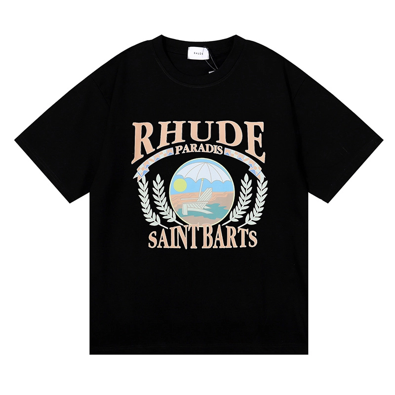 rhude beach chair print t-shirt reps