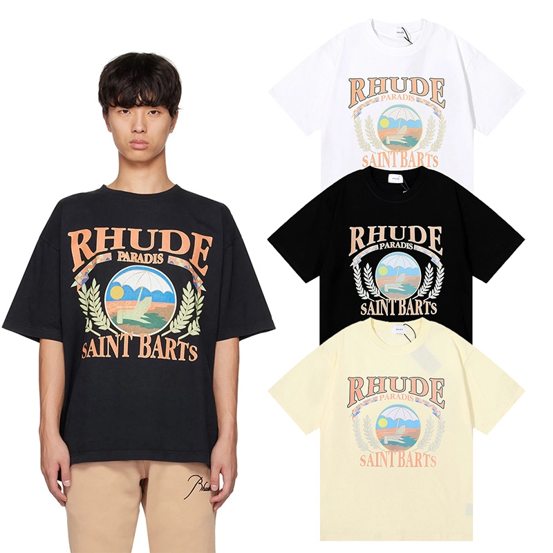 rhude beach chair print t-shirt reps