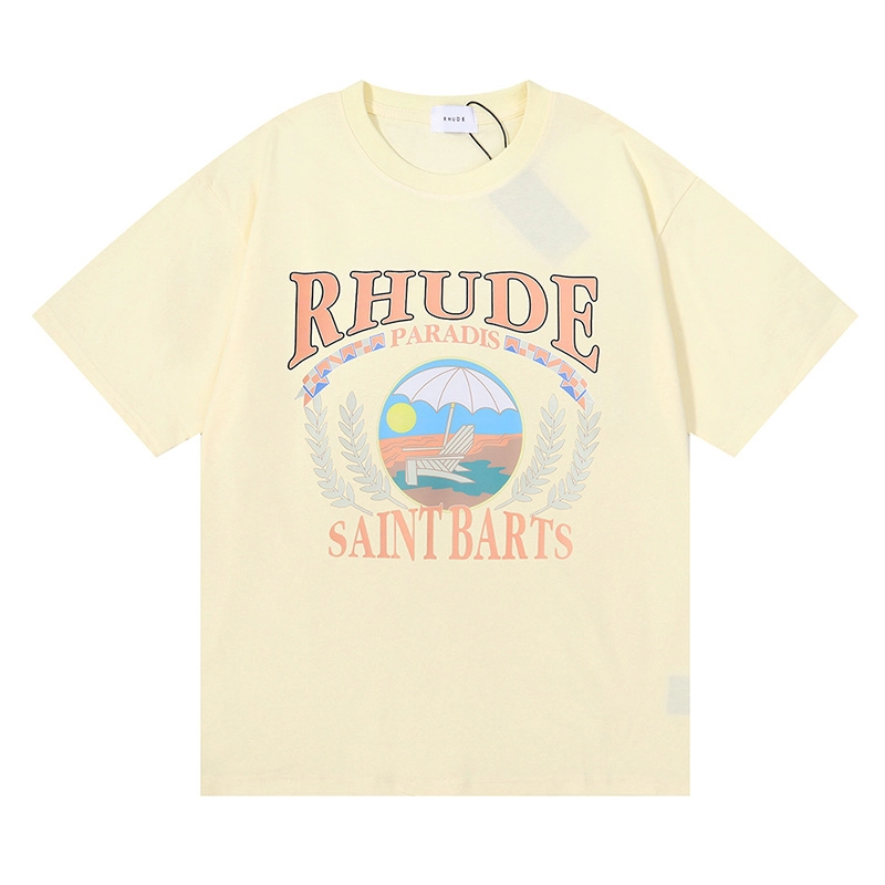 rhude beach chair print t-shirt reps