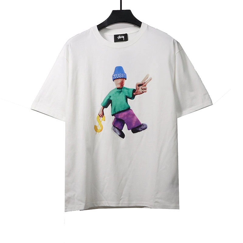 stussy doll slogan print t-shirt