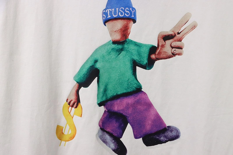 stussy doll slogan print t-shirt