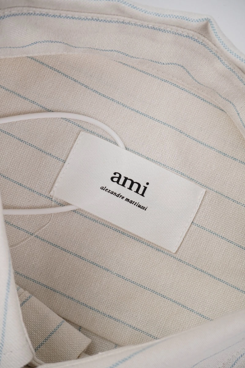 ami heart embroidered striped shirt