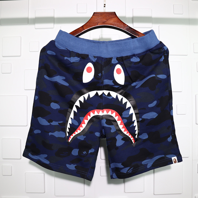 bape color camo shark beach shorts – blue replica